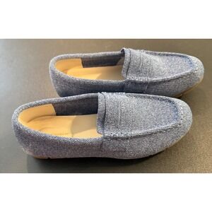 Women 7W Loafers Blue Knit Penny Slip On Comfort Shoes Nautical Preppy Western